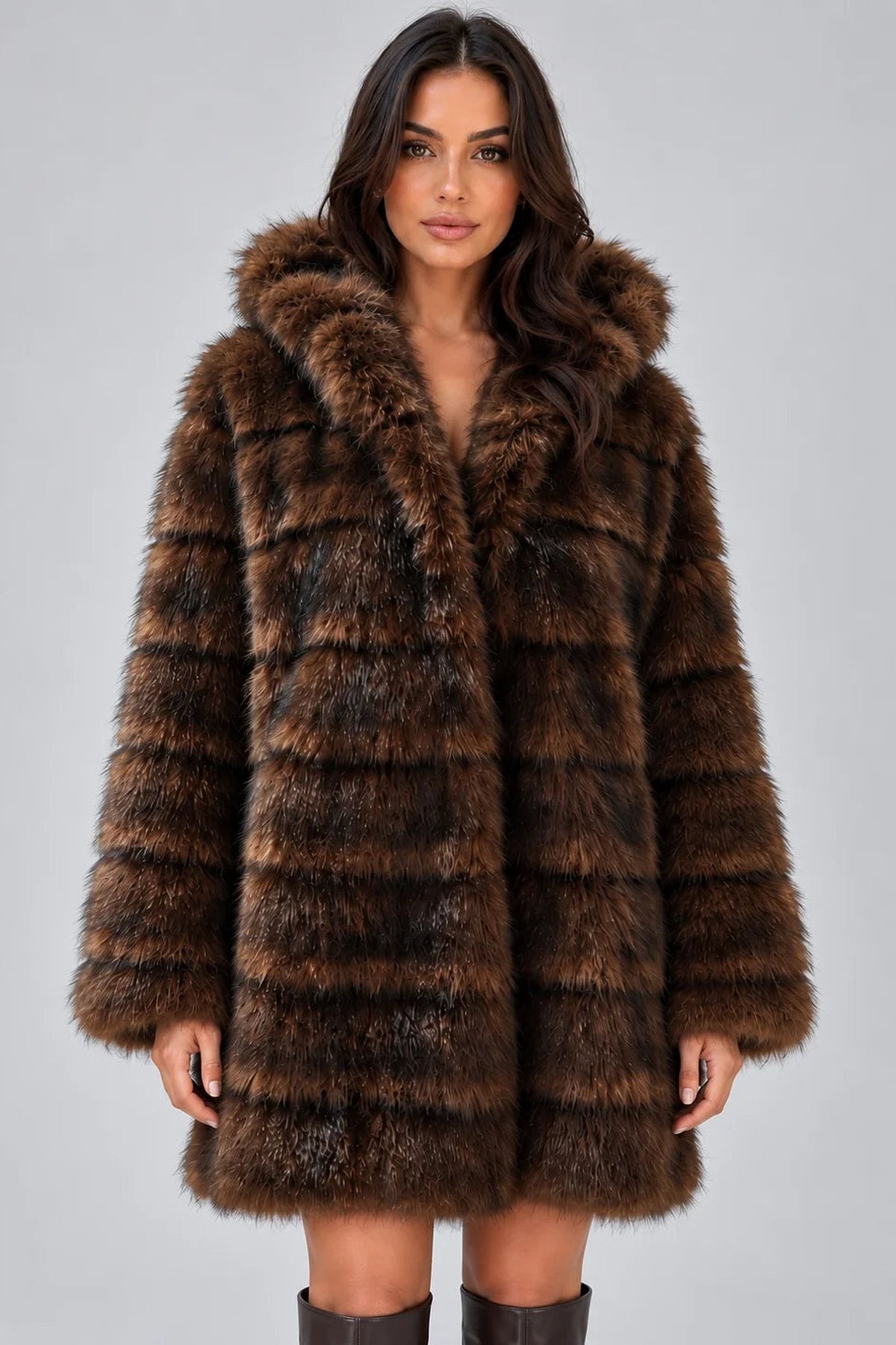 Women's Hooded Faux Fur Coat – Chic Warmth for Cold Days 0
