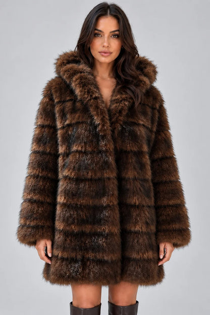 Women's Hooded Faux Fur Coat – Chic Warmth for Cold Days 0