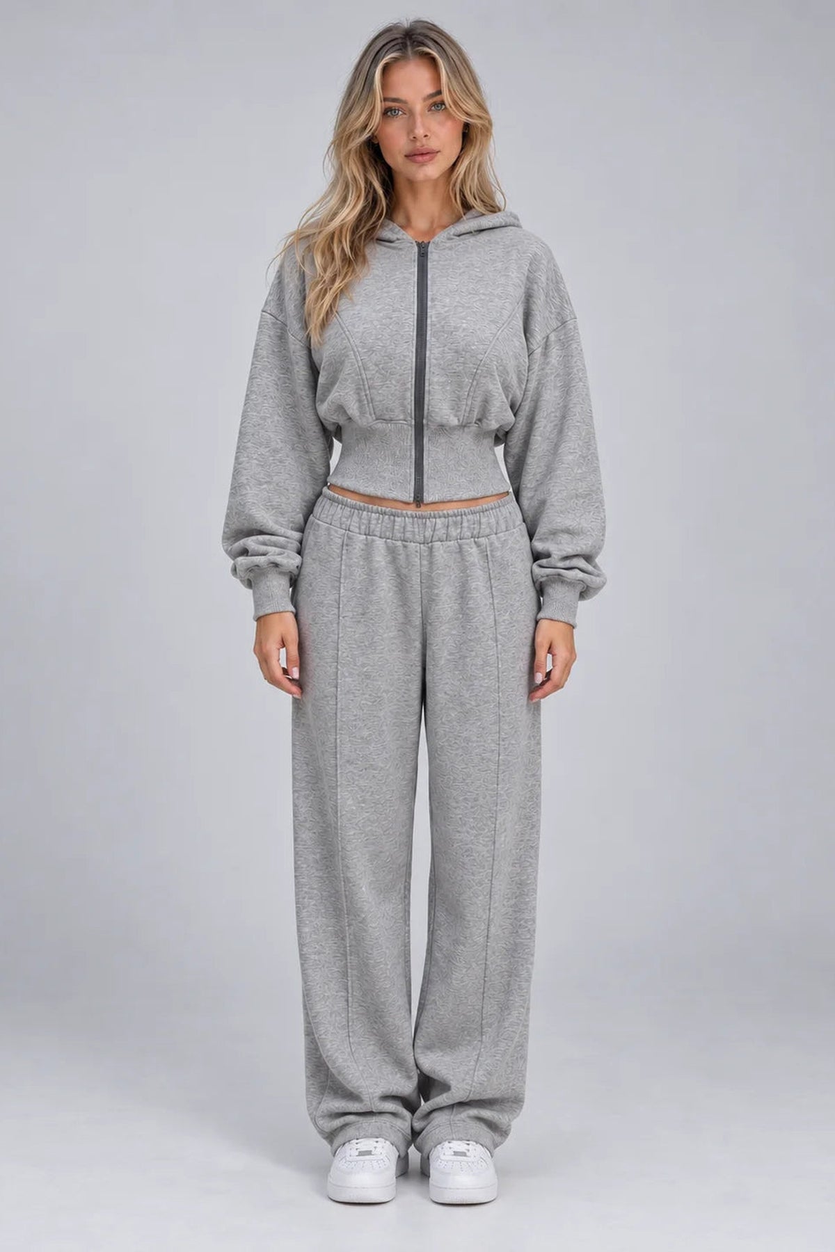 Tracksuit Women - Zip Hoodie with Wide Leg Joggers