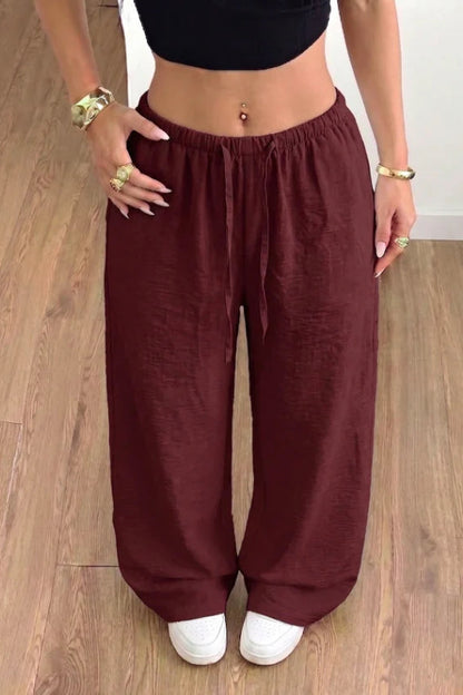 Trousers Women - Relaxed Wide-Leg Elastic Waist
