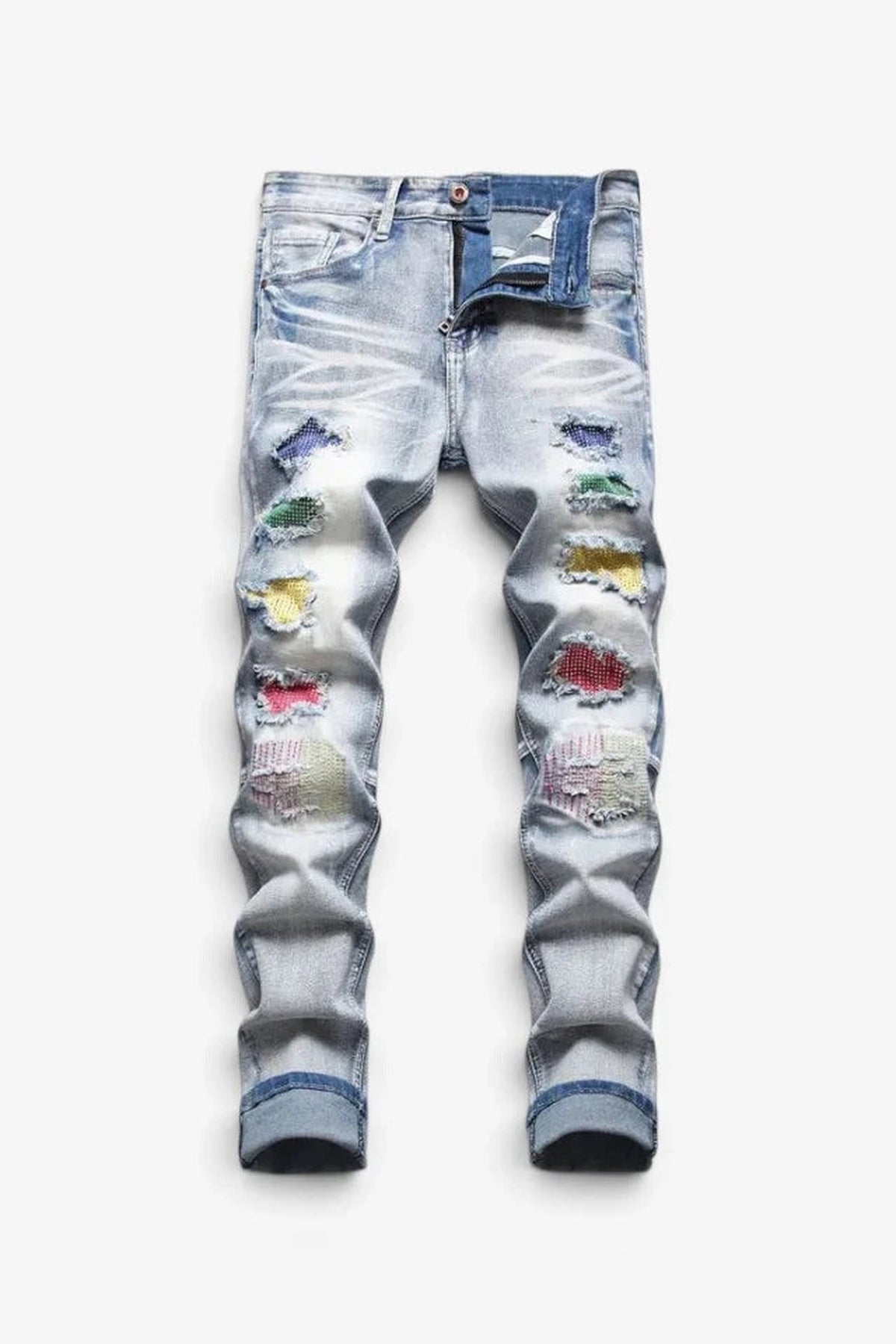 Jeans Men - Slim Fit Distressed Jeans with Ripped Edges