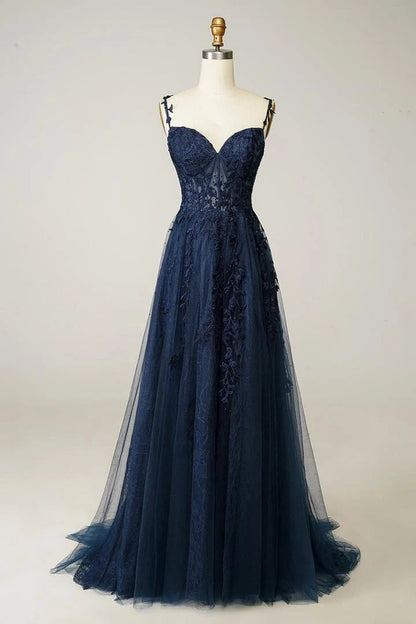 Dress Women - Tulle A-Line with Lace Appliqués