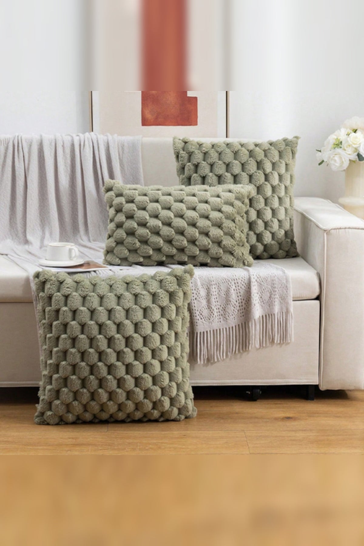 Honeycomb Textured Cushion Cover – Three Sizes, Hidden Zip