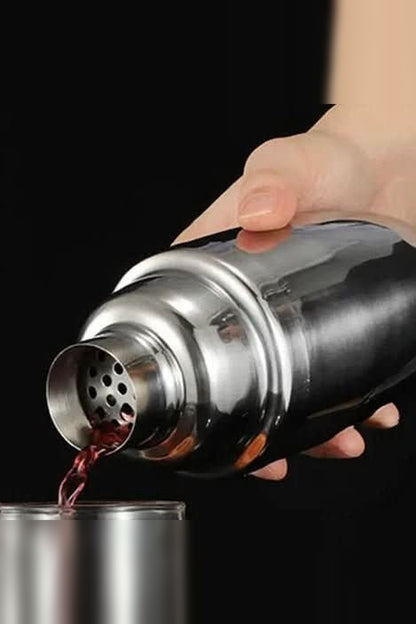 Cocktail Shaker Set with Wooden Stand – 10 Stainless Steel Bar Tools