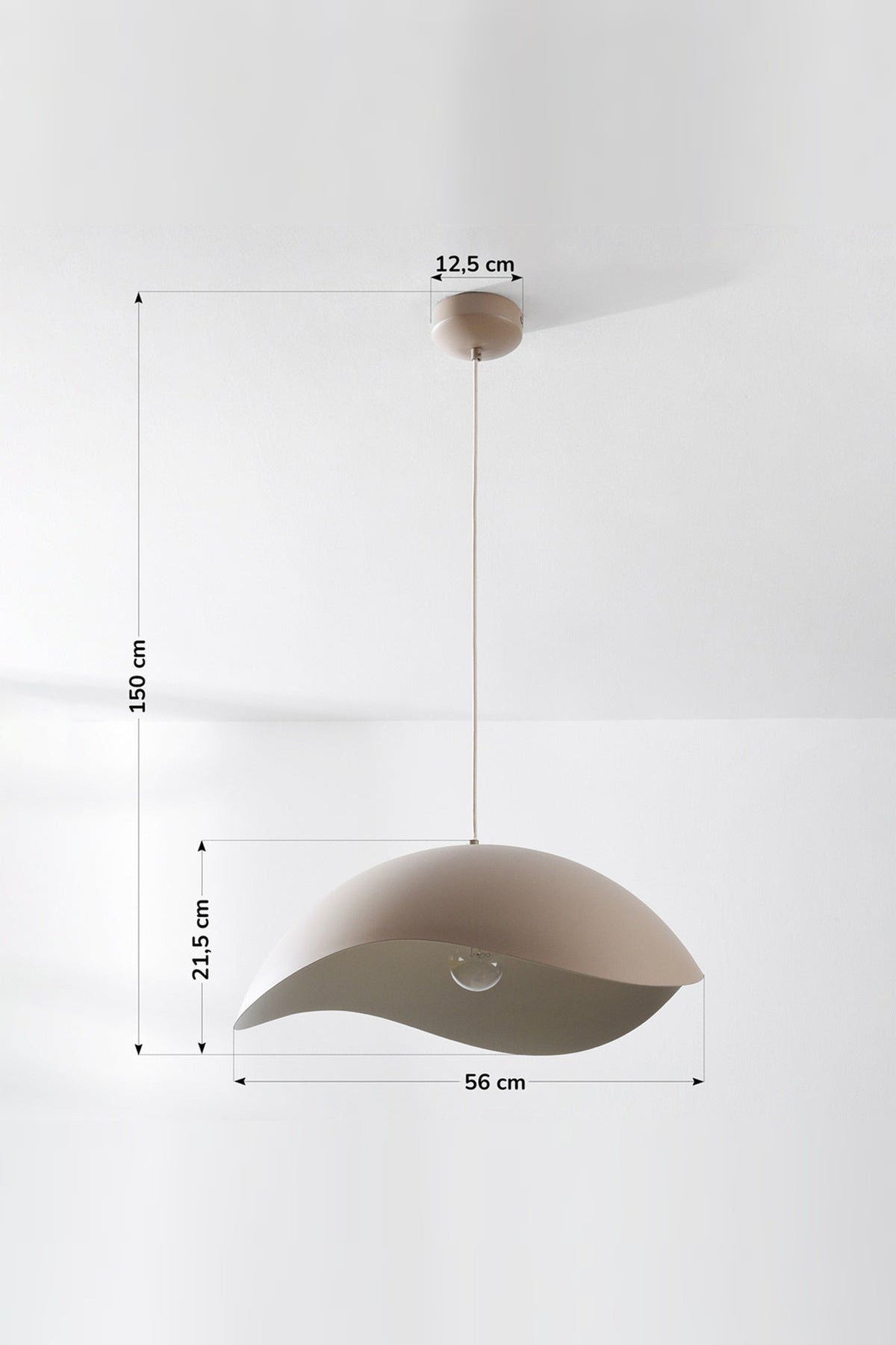 Wave Pendant Light – organic metal shade, sand taupe, adjustable cord