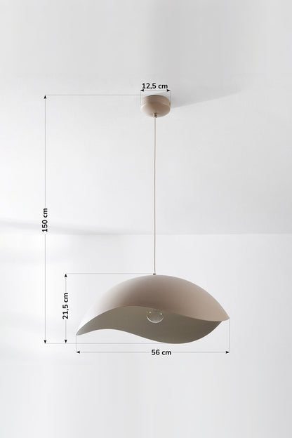 Wave Pendant Light – organic metal shade, sand taupe, adjustable cord