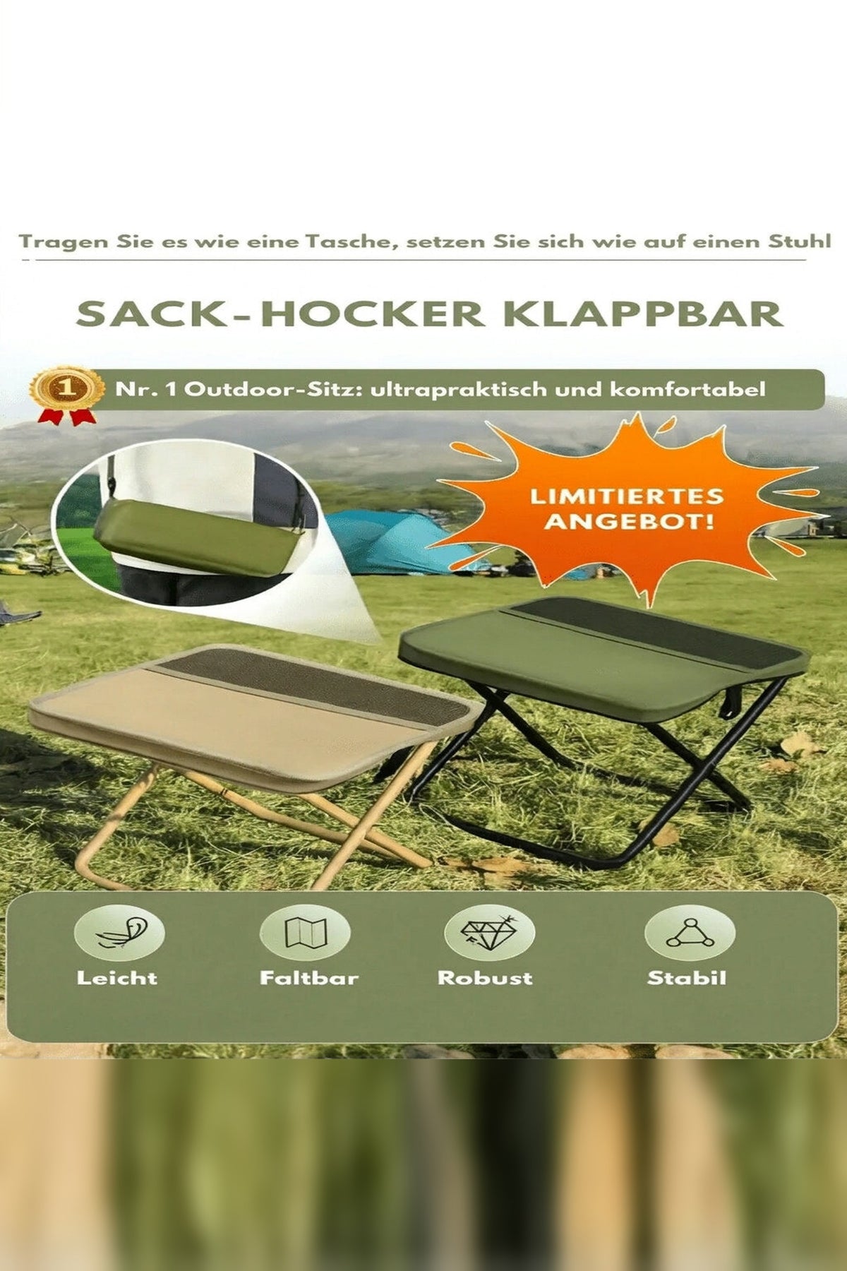 Folding Camping Chair with Backpack – Waterproof