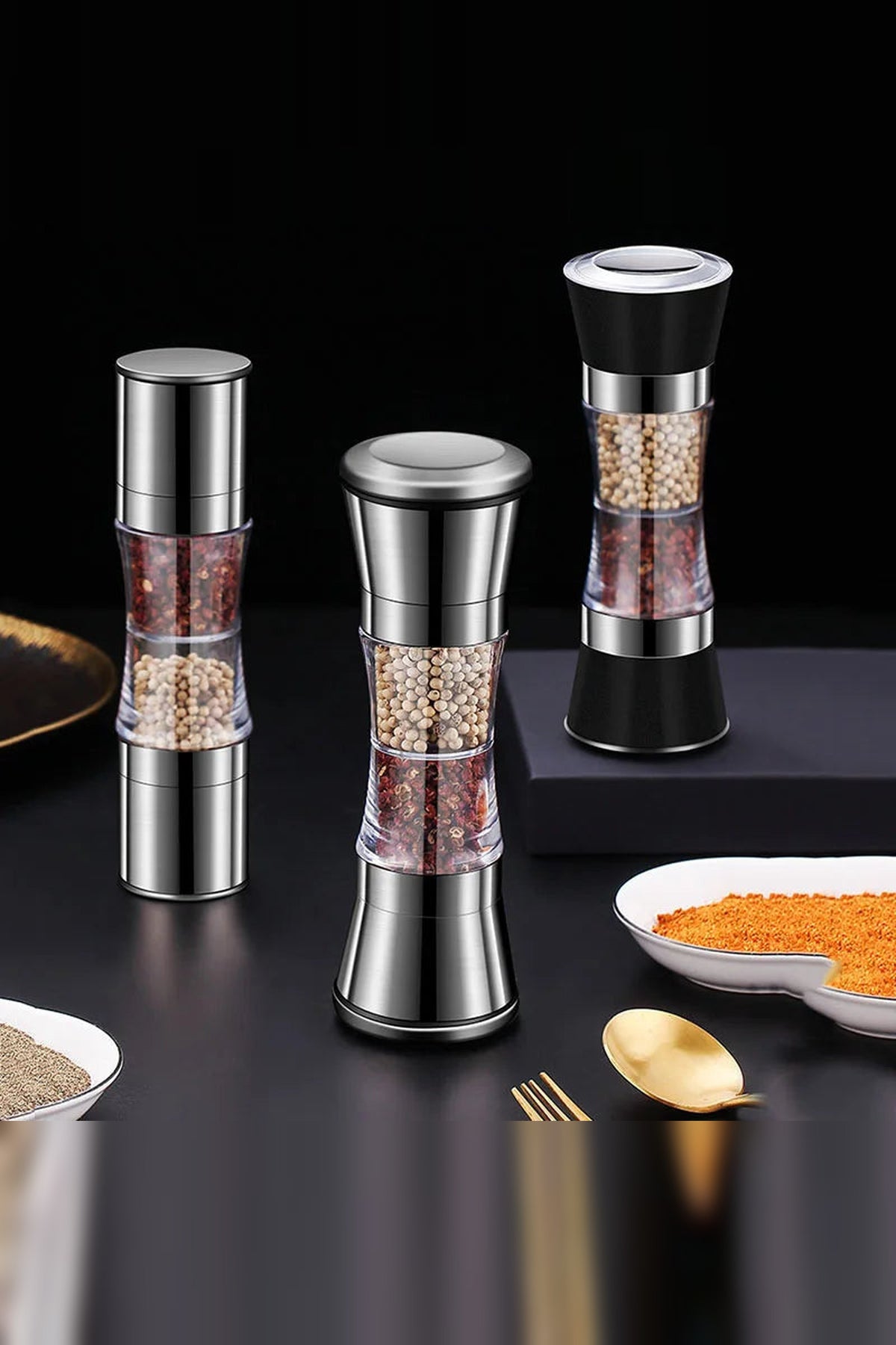 Dual Salt and Pepper Grinder – Two Ceramic Burrs in One Mill