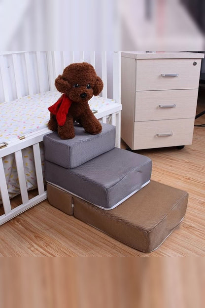 Foldable Dog Steps – two low steps, non-slip mesh, removable cover