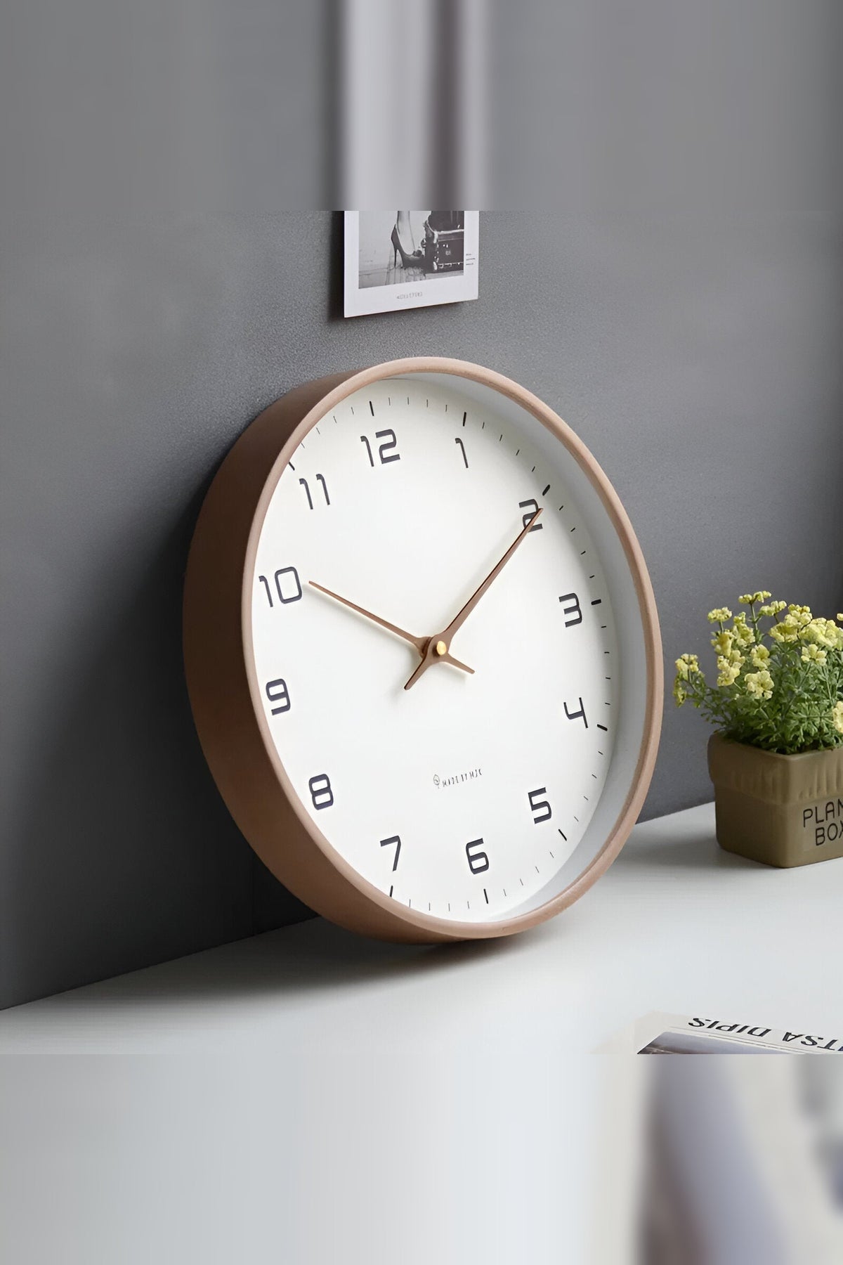 Wooden Frame Wall Clock with Silent Movement – No Ticking at Night