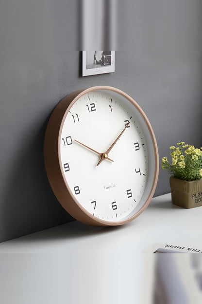 Wooden Frame Wall Clock with Silent Movement – No Ticking at Night
