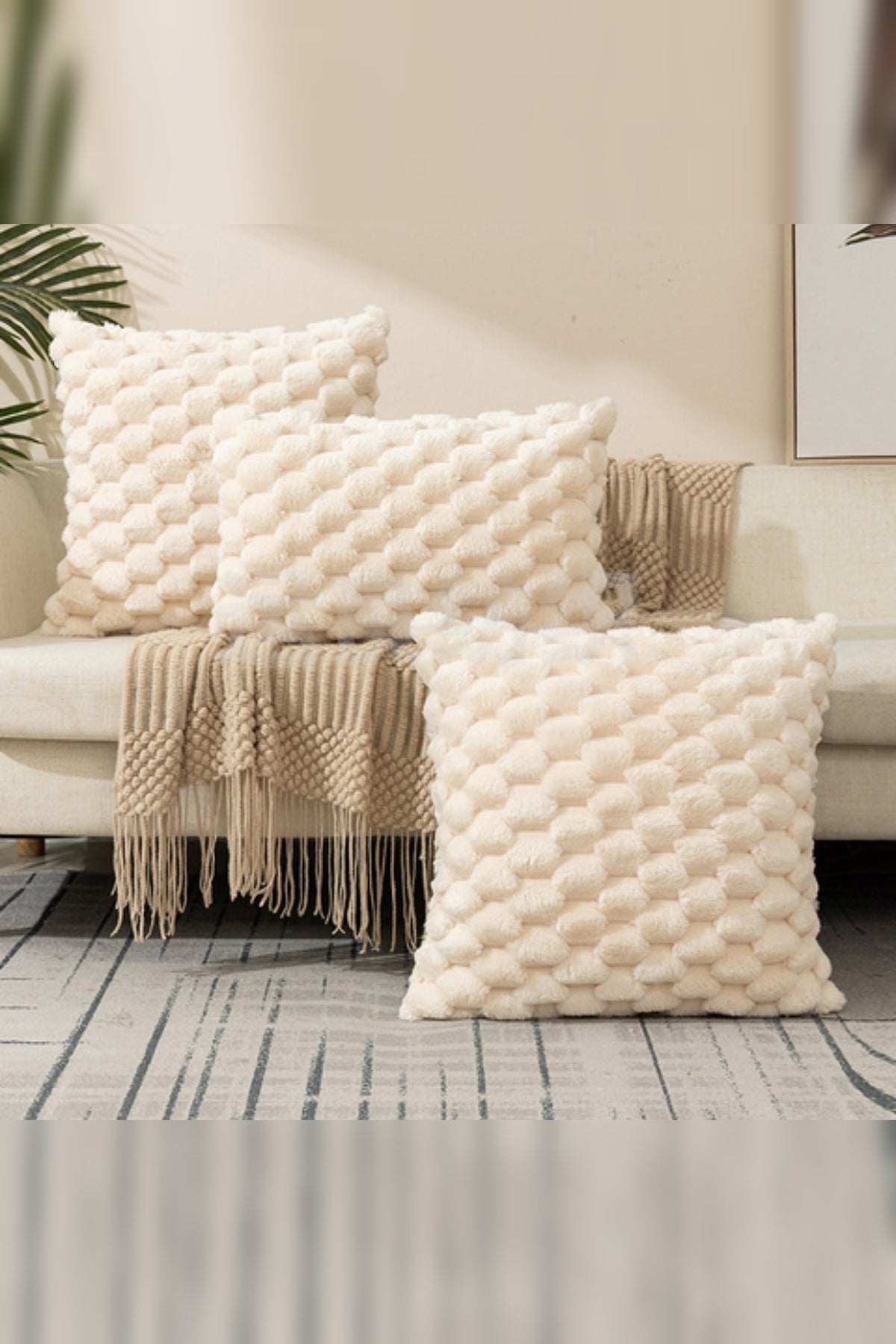 Honeycomb Textured Cushion Cover – Three Sizes, Hidden Zip