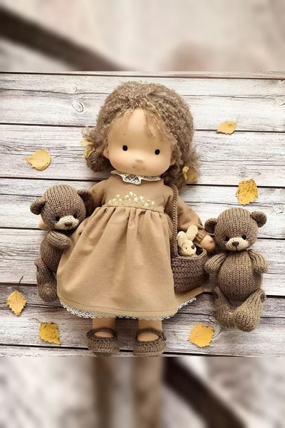 Handmade Waldorf Doll – soft plush toy, natural cotton & wool, hypoallergenic