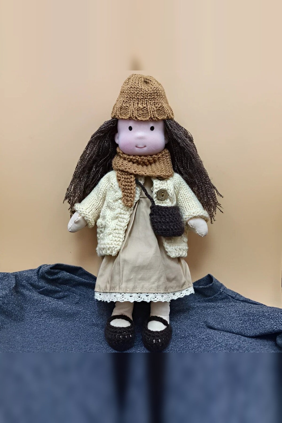 Handmade Waldorf Doll – soft plush toy, natural cotton & wool, hypoallergenic
