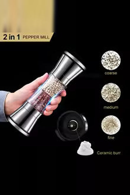 Dual Salt and Pepper Grinder – Two Ceramic Burrs in One Mill