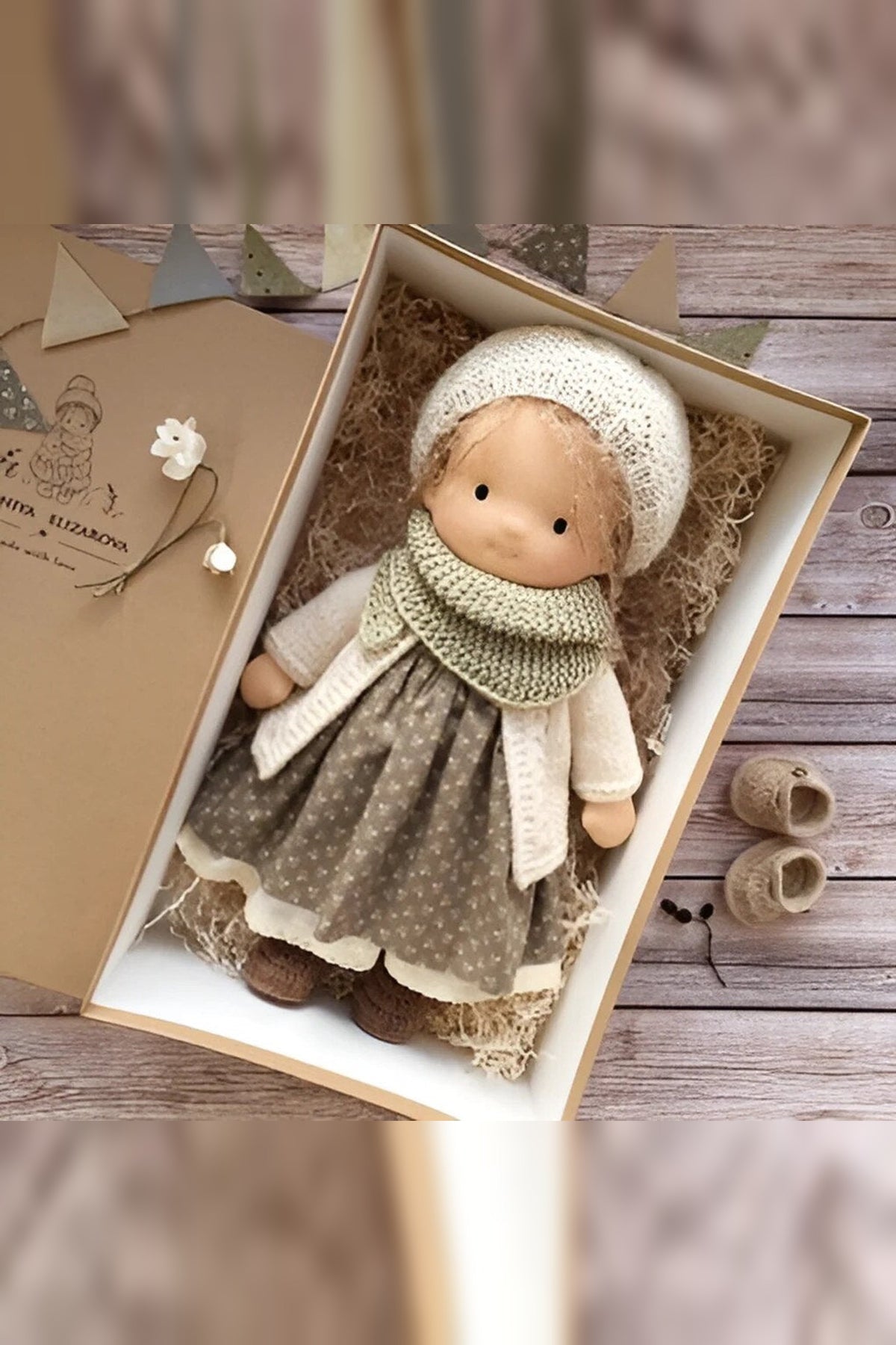 Handmade Waldorf Doll – soft plush toy, natural cotton & wool, hypoallergenic