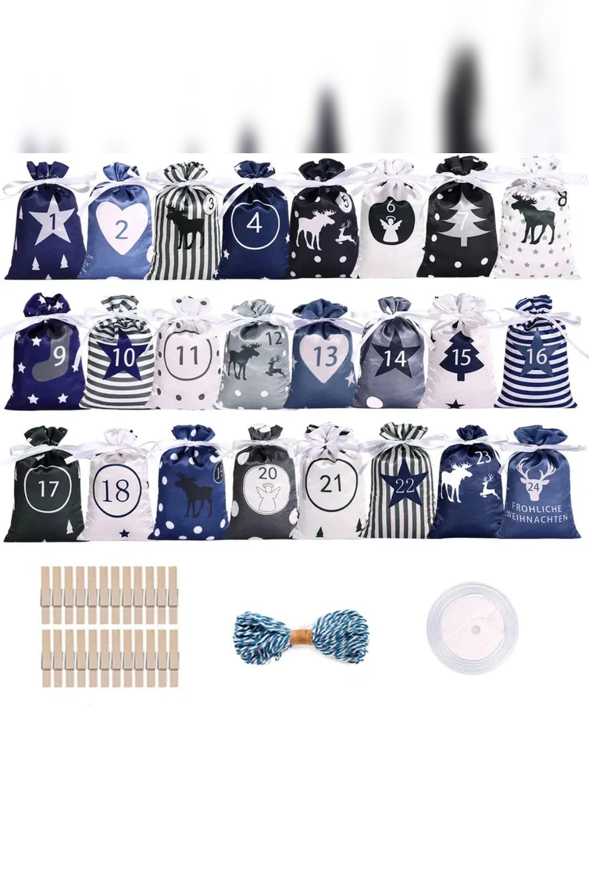 Fabric Bag Advent Calendar 2026 – 24 Numbered Bags to Fill