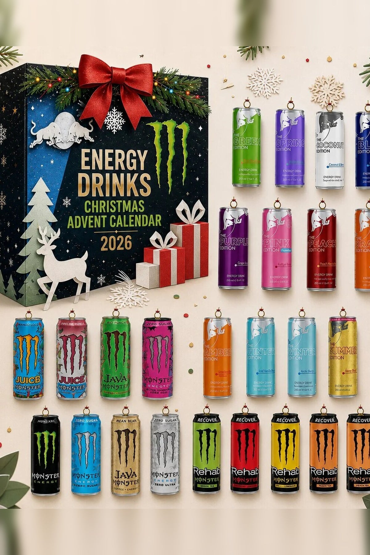 Advent Calendar 2026 – energy drink designs, 24-day countdown
