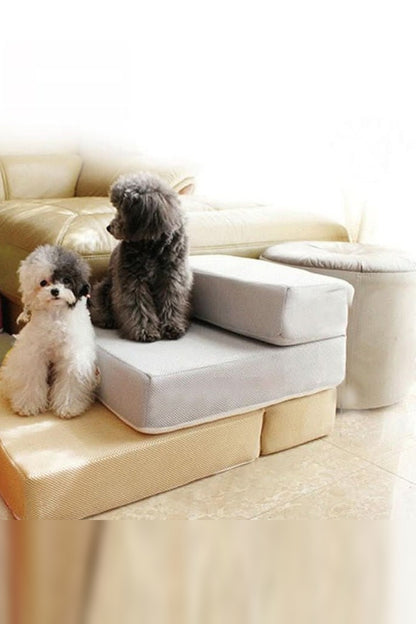 Foldable Dog Steps – two low steps, non-slip mesh, removable cover