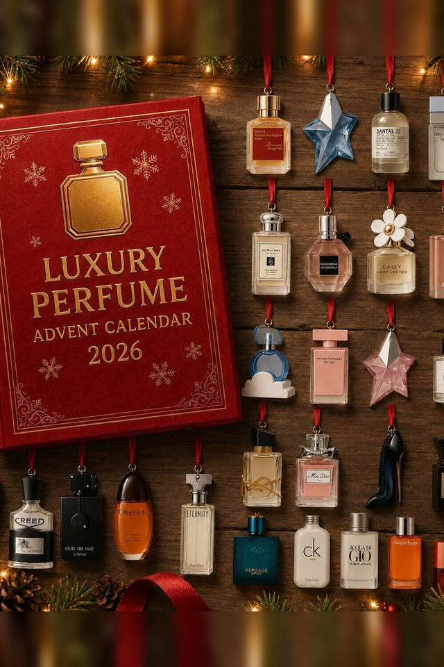 Perfume Advent Calendar – decorative ornaments, elegant aesthetic