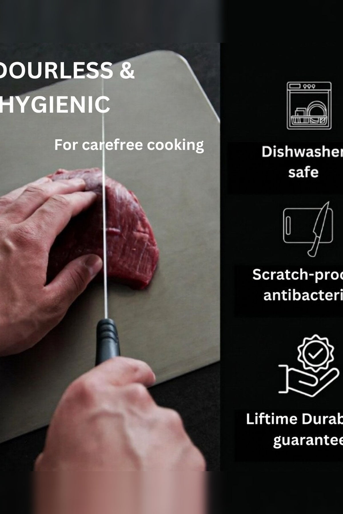 Titanium Cutting Board – Non-porous surface, lightweight, durable