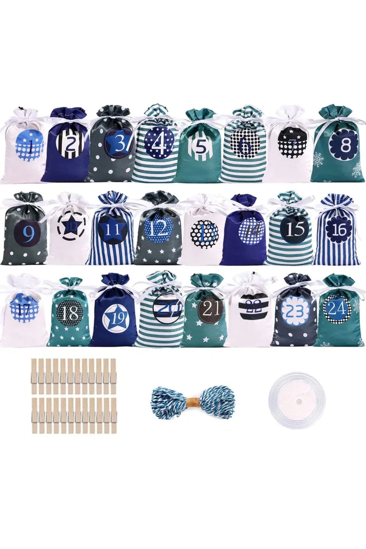 Fabric Bag Advent Calendar 2026 – 24 Numbered Bags to Fill
