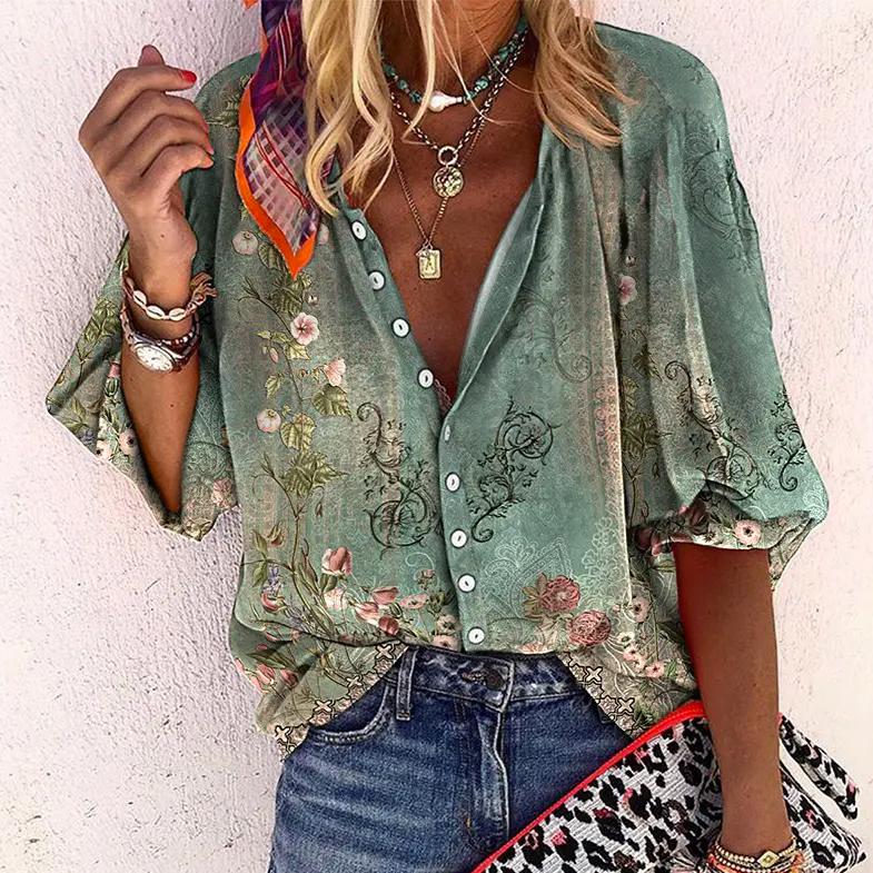 Alera Women's Boho Blouse – Lightweight Floral Design for Summer Comfort 0