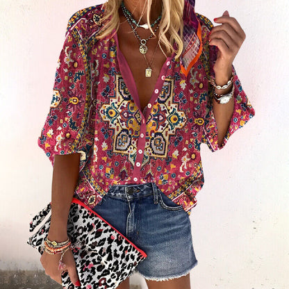 Alera Women's Boho Blouse – Lightweight Floral Design for Summer Comfort 2