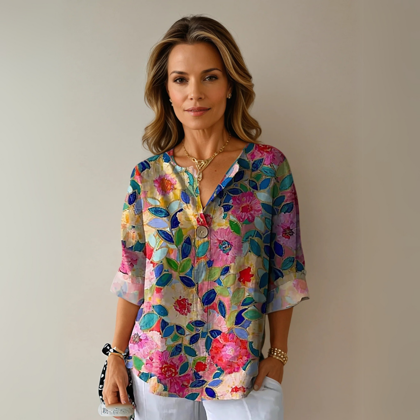 Alora Women's Floral Print Blouse – Lightweight Comfort Versatile Style 0