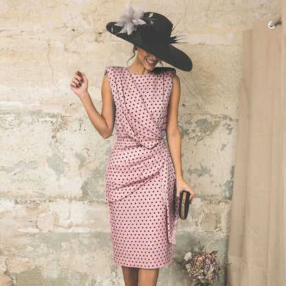 Alora Women's Slim Dress – Vintage Polka Dot Elegant Look 0