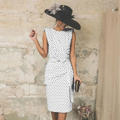 Alora Women's Slim Dress – Vintage Polka Dot Elegant Look 1