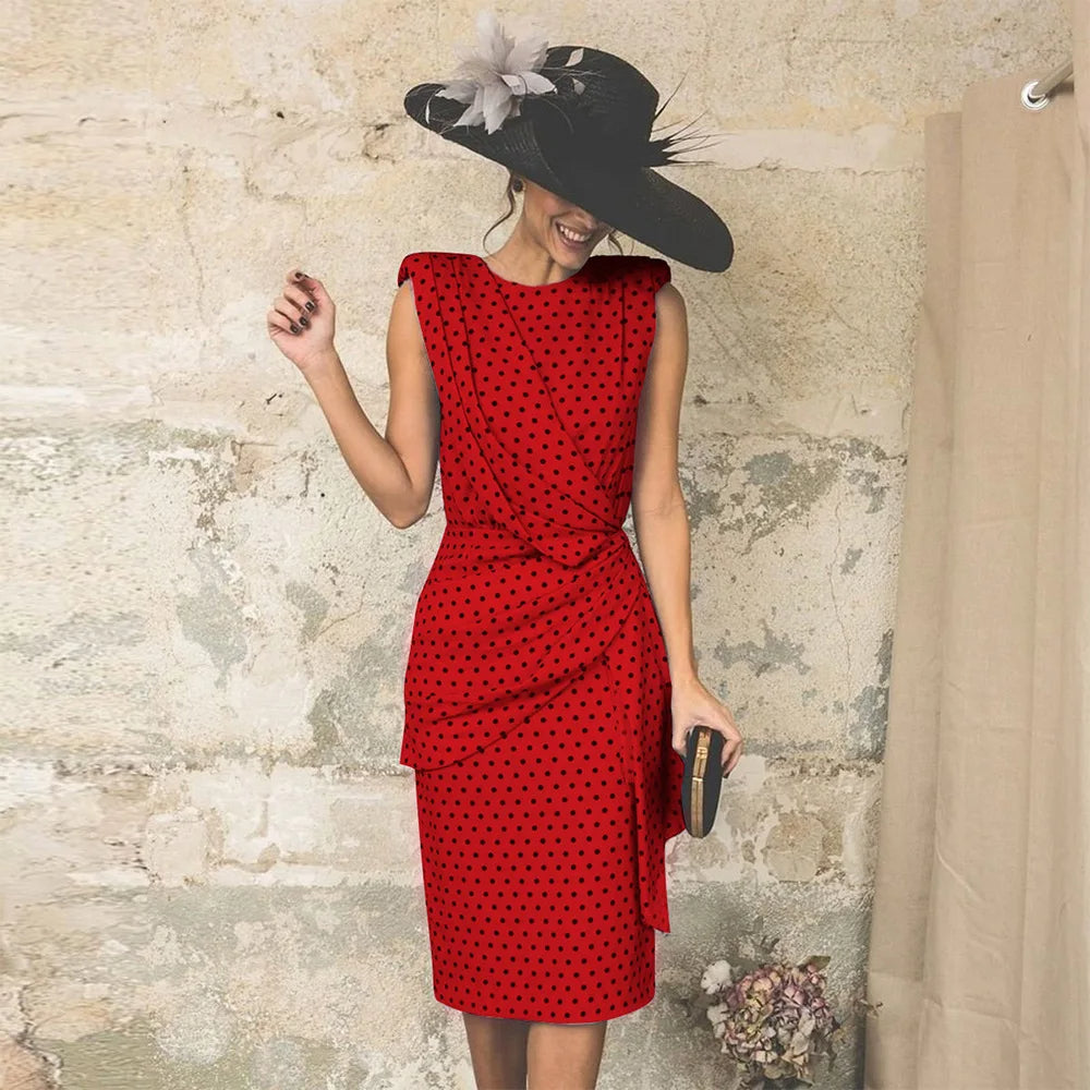 Alora Women's Slim Dress – Vintage Polka Dot Elegant Look 2