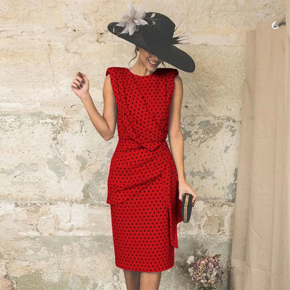 Alora Women's Slim Dress – Vintage Polka Dot Elegant Look 2