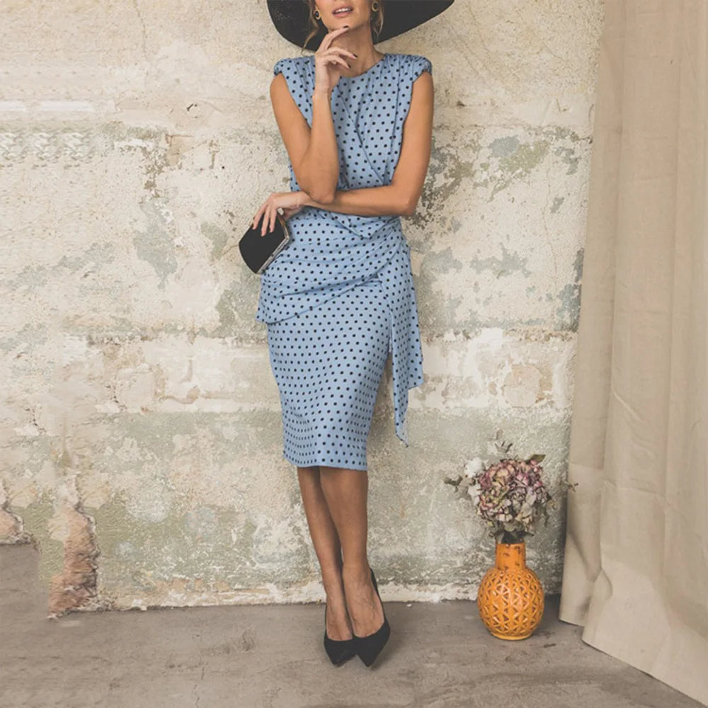Alora Women's Slim Dress – Vintage Polka Dot Elegant Look 4