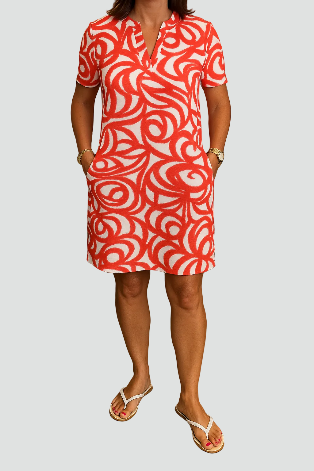 Blythe Women's Casual Dress – Short Sleeve Abstract Print for Everyday Comfort 2