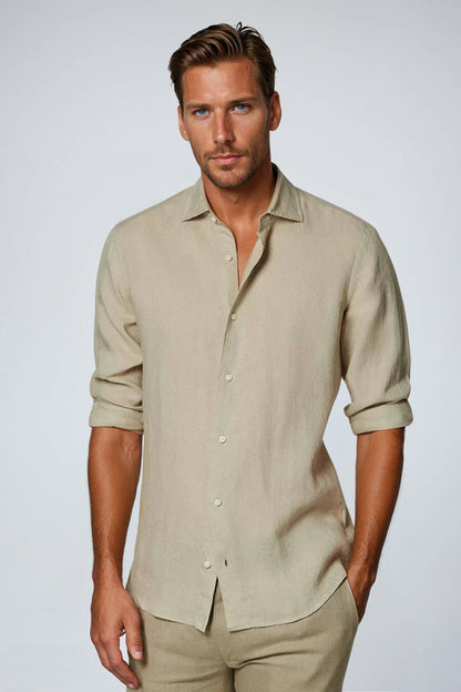 Breeze Herren Khaki-Leinenhemd – Atmungsaktiv für Elegante Sommerlooks 0