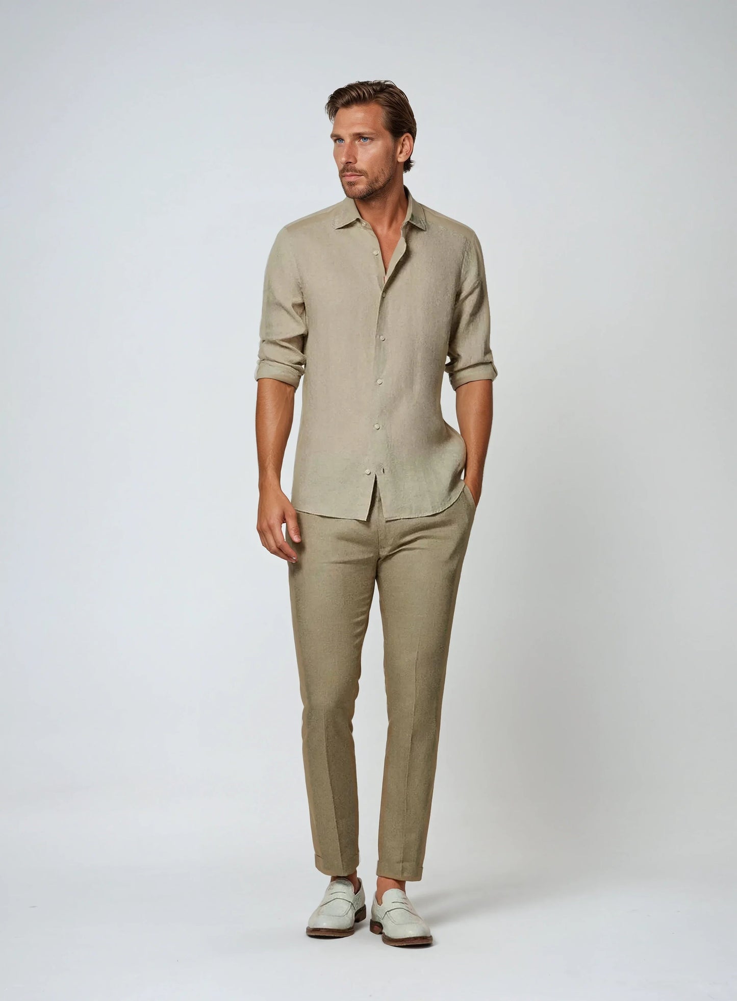 Breeze Herren Khaki-Leinenhemd – Atmungsaktiv für Elegante Sommerlooks 2