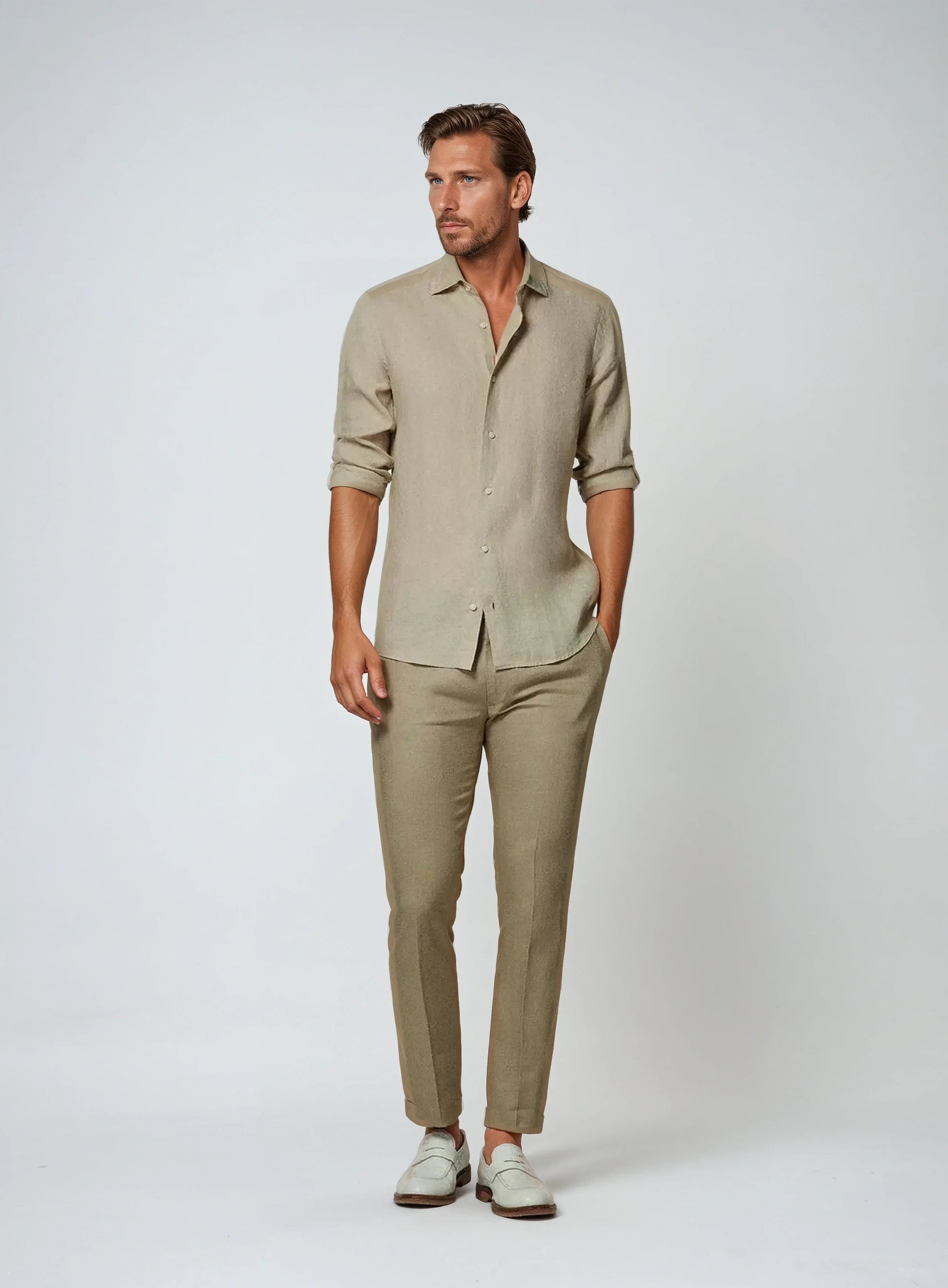 Breeze Herren Khaki-Leinenhemd – Atmungsaktiv für Elegante Sommerlooks 2