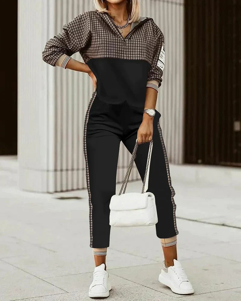 Breezy Women's Checkered Jogger Set – Stylish Comfort for Casual Outings 4