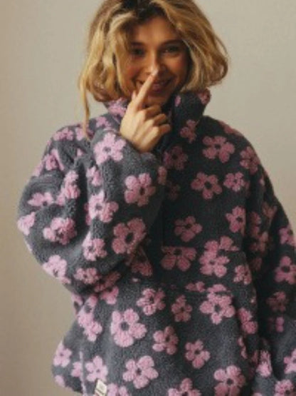 Brenley Women's Hoodie Sweatshirt – Cozy Half Zip Floral Design 7