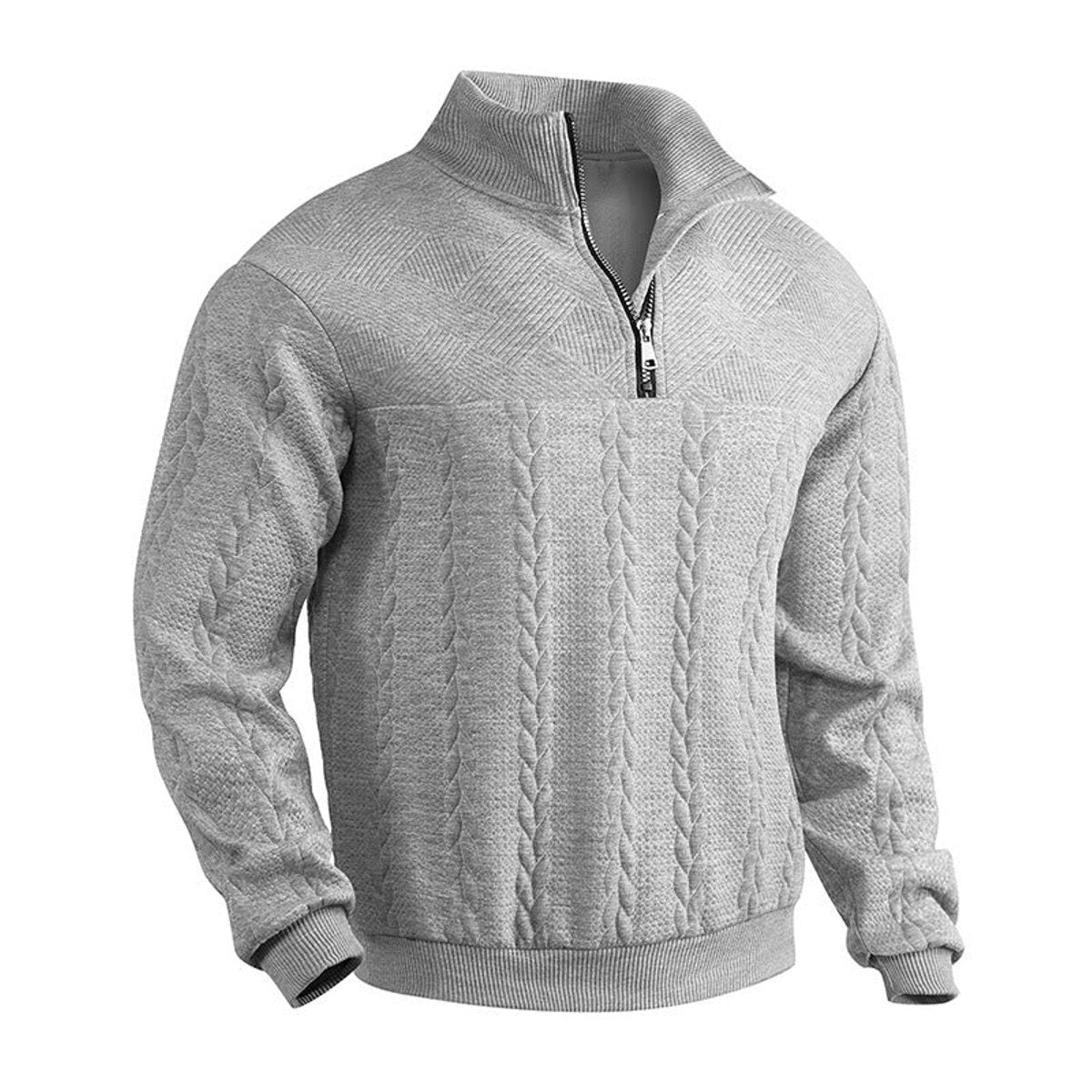 Caden Men's Cable Knit Jumper – Quarter-Zip Comfort Layering 0