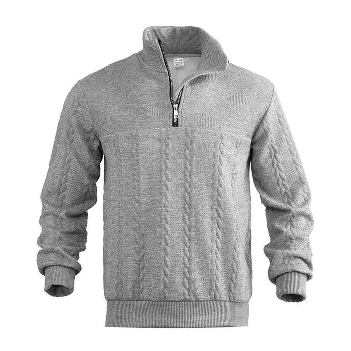 Caden Men's Cable Knit Jumper – Quarter-Zip Comfort Layering 1