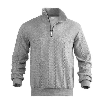 Caden Men's Cable Knit Jumper – Quarter-Zip Comfort Layering 1