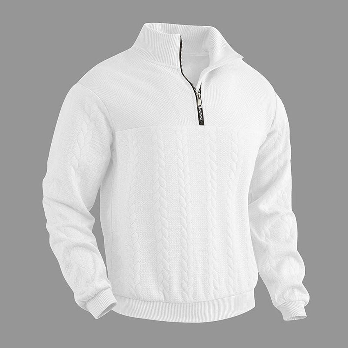 Caden Men's Cable Knit Jumper – Quarter-Zip Comfort Layering 10