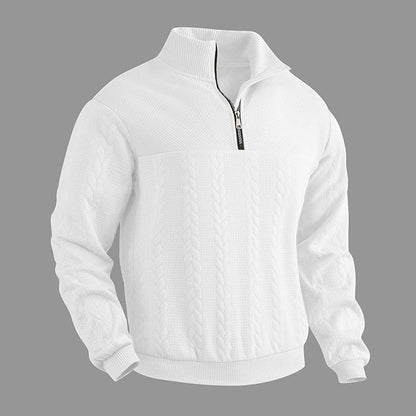 Caden Men's Cable Knit Jumper – Quarter-Zip Comfort Layering 10