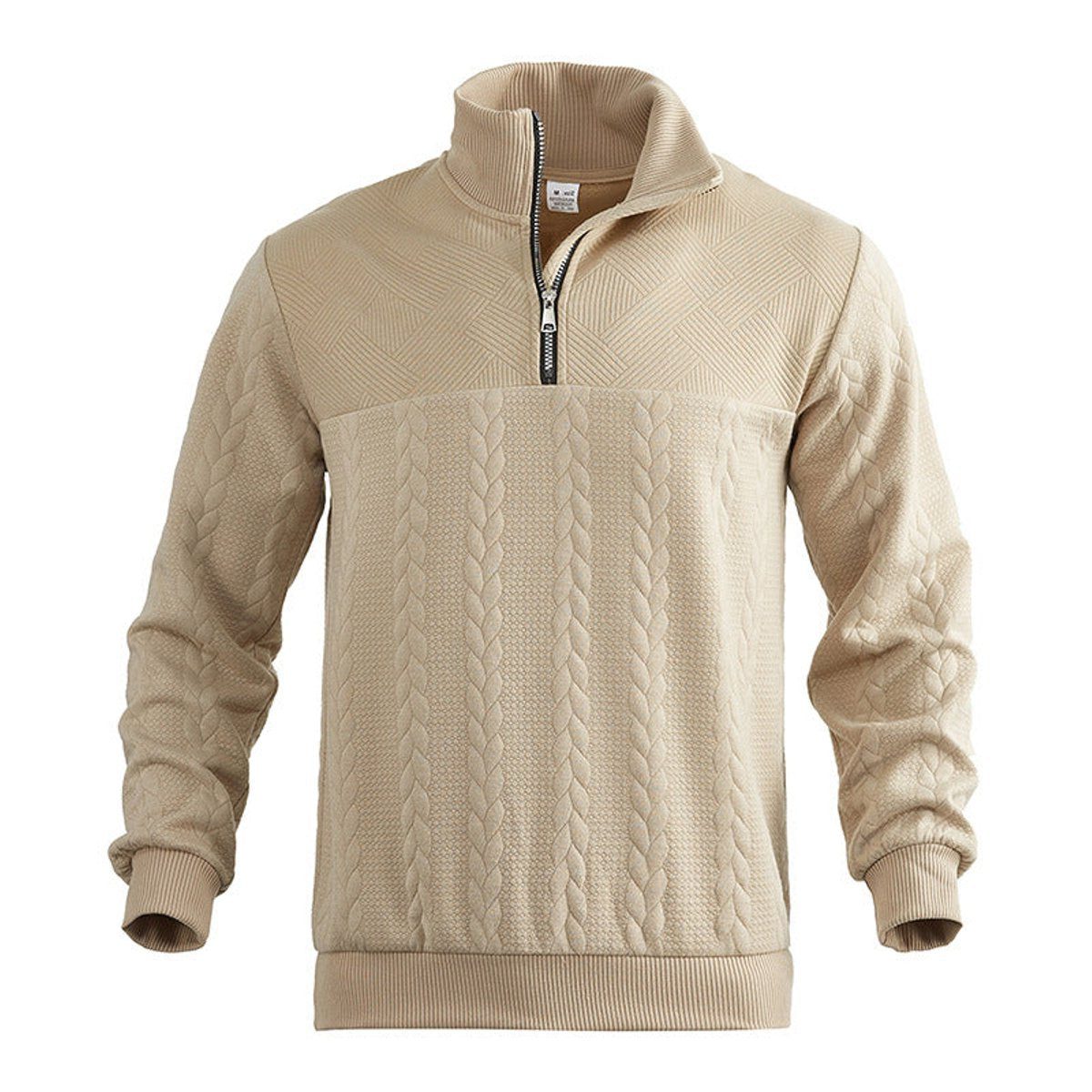 Caden Men's Cable Knit Jumper – Quarter-Zip Comfort Layering 3