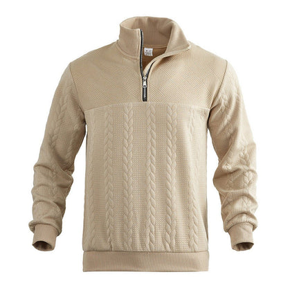 Caden Men's Cable Knit Jumper – Quarter-Zip Comfort Layering 3