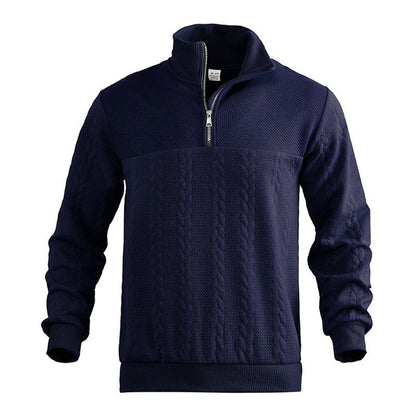 Caden Men's Cable Knit Jumper – Quarter-Zip Comfort Layering 6
