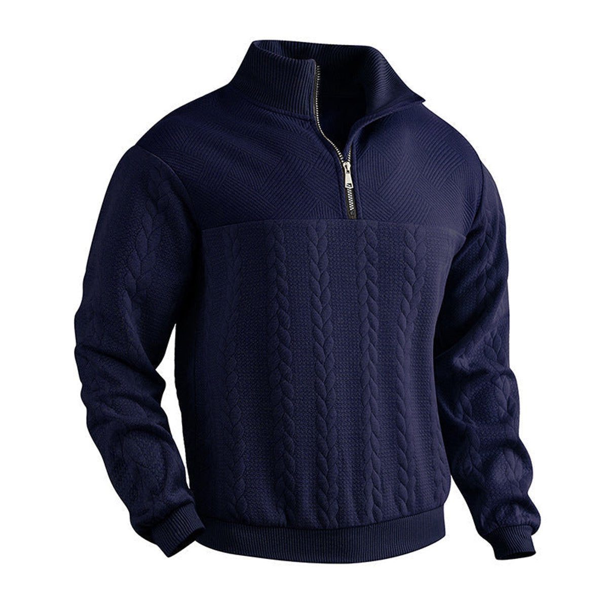 Caden Men's Cable Knit Jumper – Quarter-Zip Comfort Layering 8