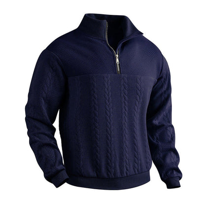 Caden Men's Cable Knit Jumper – Quarter-Zip Comfort Layering 8